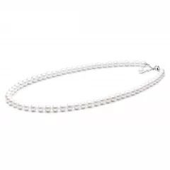 Gaura Pearls Perlenkette - weiß, 9 mm, 55-58 cm, 925 Silber